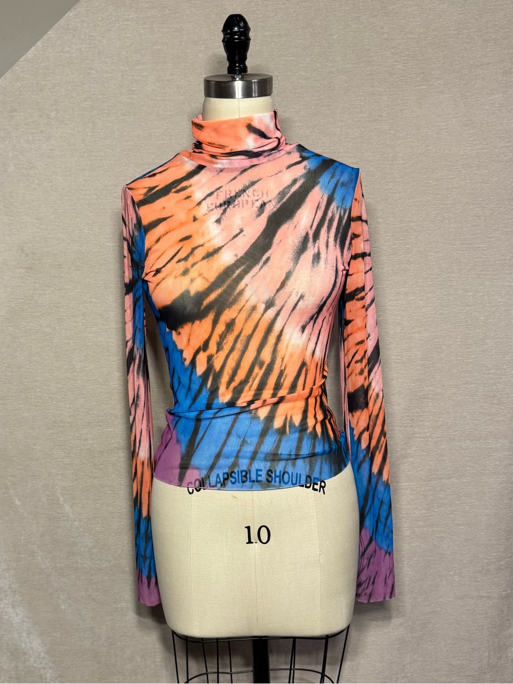 AFRM Multicolor Tie-Dye Long Sleeve Sheer Top